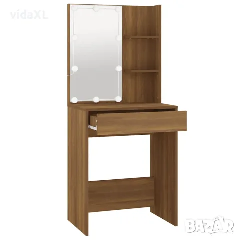 vidaXL Тоалетка с LED, кафяв дъб, 60x40x140 см, снимка 4 - Тоалетки - 56147909