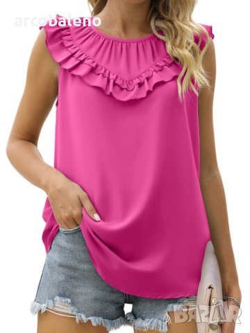 Дамски плисиран потник без ръкави от шифон, 8цвята , снимка 2 - Корсети, бюстиета, топове - 40340606