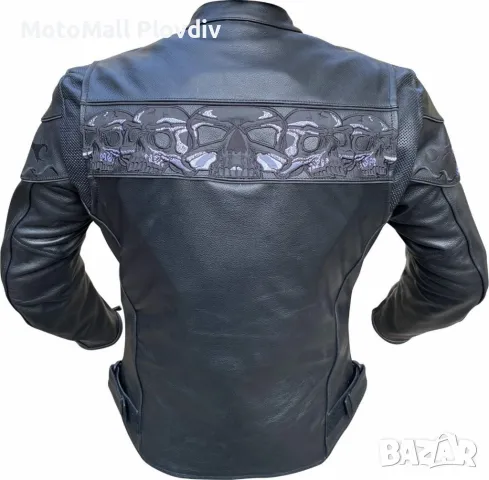 Кожено яке MotoMall Skull Chopper Master естествена кожа размери от S до 8XL , снимка 4 - Аксесоари и консумативи - 48702977