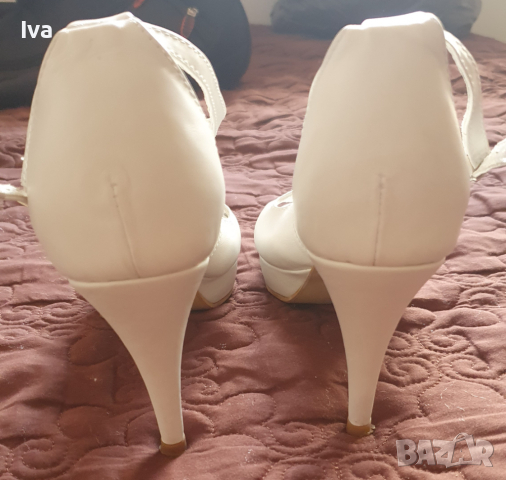 Бели летни официални обувки на ток, 42 размер!, снимка 4 - Дамски обувки на ток - 44792849