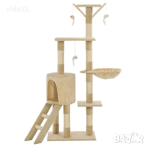 vidaXL Котешко дърво със сизалени стълбове, 138 см, бежово, снимка 3 - За котки - 56146219