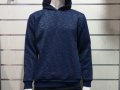 Нов мъжки суичър тъмносин меланж с качулка и джобчета, снимка 2