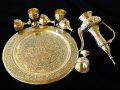 Старинен бронзов сервиз за ракия,клетъчен емайл., снимка 12