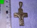 СТАР ОРНАМЕНТИРАН НАГРЪДЕН СРЕБЪРЕН КРЪСТ ОКСИДИРАНО СРЕБРО 925 с НУЖДА от ЛЕКА РЕСТАВРАЦИЯ 18723, снимка 5
