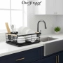 Компактен сушилник за съдове с отцеждаща табла Cheffinger – метален, 43 x 32 x 14 см, модерен дизайн, снимка 5