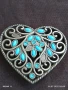 Катарама тока за колан тип сърце с тюркуазени вложки стилна 10612, снимка 1