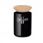 Керамичен буркан за кафе, черен, бамбуков капак, 800 мл