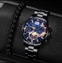 Луксозен мъжки часовник бизнес класа DEYROS "Син -златист"с гривна, снимка 1