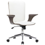 vidaXL Въртящ се офис стол, бял, изкуствена кожа и извито дърво（SKU:283133