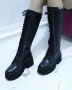Ботуши на платформа - черна кожа, снимка 2