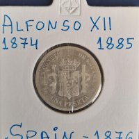 Монета Испания - 1 Песета 1876 г. Крал Алфонсо XII - Сребро, снимка 1 - Нумизматика и бонистика - 31664895