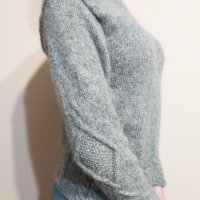 Мохерен пуловер, ръчно плетена сива блуза, снимка 7 - Блузи с дълъг ръкав и пуловери - 31225633