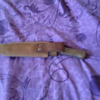 Ловен нож голям  с нов калъф естествена кожа 320х190мм дървена дръжка бряст с точило, снимка 12 - Ножове - 38518181