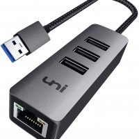 uNi USB  към Gigabit Ethernet адаптер, HUB 3 x USB 3.0, снимка 1 - Мрежови адаптери - 34211200