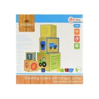 Образователна игра за сортиране на блокчета Toi-Toys кубчета с различни размери, дърво, многоцветна, снимка 1 - Образователни игри - 42446628