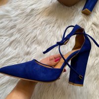 Нови турско сини обувки на ток, снимка 4 - Дамски обувки на ток - 38501823