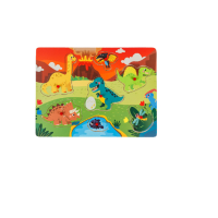 Дървен Пъзел, Динозаври в езерото, 7 части, 30x1x22 см, снимка 1 - Образователни игри - 44636088