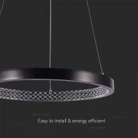 LED Полилей 19W Черен С Кристален Ефект, снимка 2 - Полилеи - 42742966