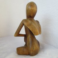 Дървена фигура, човек, мислител, молитва, йога, медитация, снимка 2 - Статуетки - 31658232