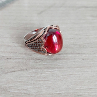 Сребърен 925 пръстен със натурален червен Ахат , снимка 4 - Пръстени - 44746779