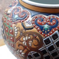Голяма стара антикварна ваза Сатцума Satsuma рисувана релеф, снимка 12 - Антикварни и старинни предмети - 35141769