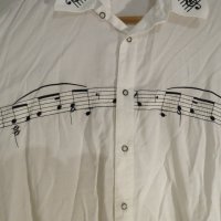 Уникален модел мъжка риза Nico Arnaldi с ноти и петолиние - Страхотна за музиканти и творчески лично, снимка 2 - Ризи - 30304941