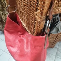 ПРОМО! Естествена кожа чанта, голяма червена, тип ТОРБА, снимка 4 - Чанти - 31573722