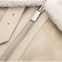 Дамско кожено двустранно яке с цип с цветен блок и топло свободно палто с ревер, снимка 11 - Якета - 44308433