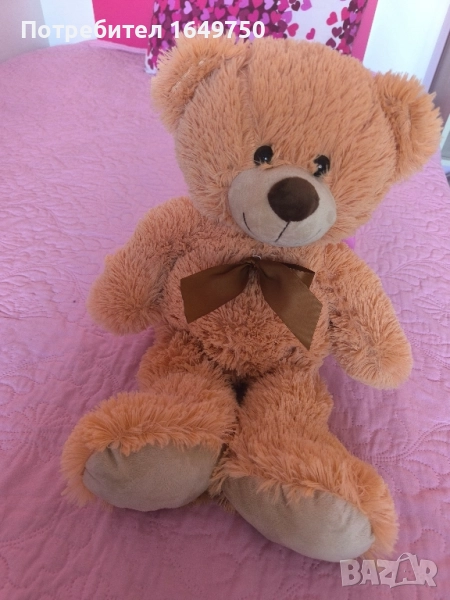 Плюшени играчки - мечок около 50 см и кученце в клетка, снимка 1