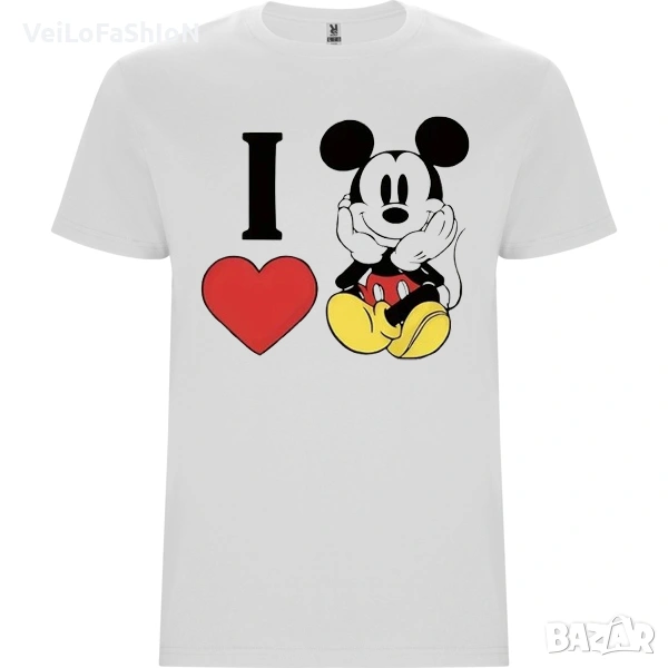 Нова мъжка тениска I Love Mickey Mouse (Мики Маус), снимка 1