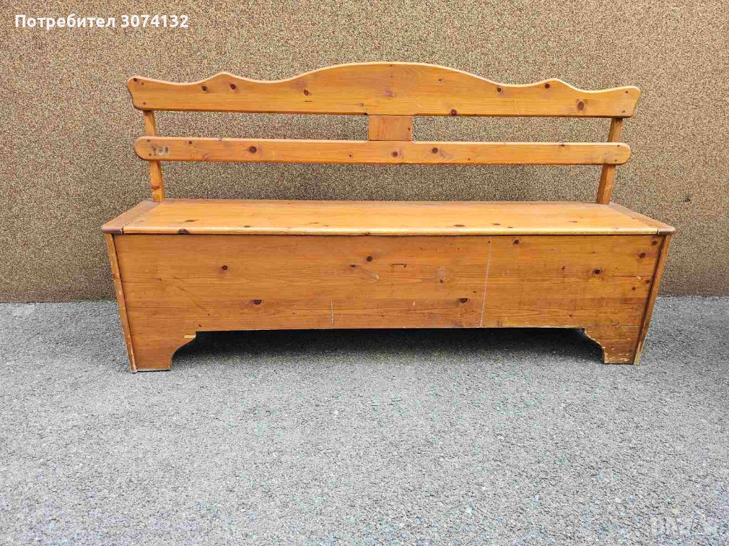 Масивна пейка с ракла в стил Рустик, снимка 1