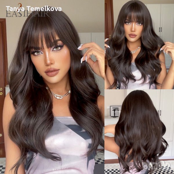 Тъмно кафява перука с бретон, снимка 1