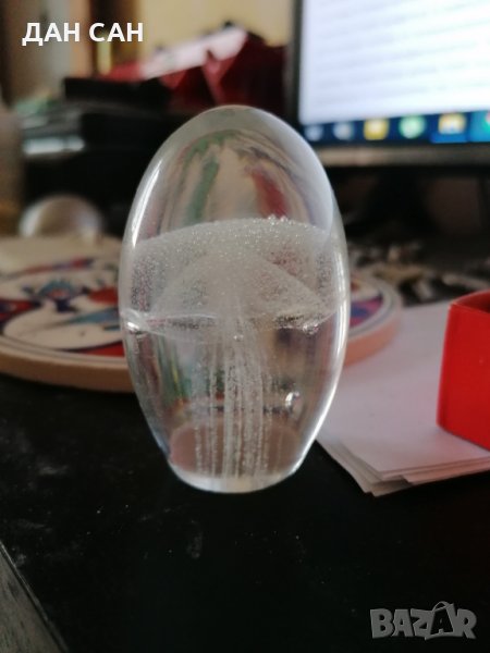 РЕТРО стъкло преспапие яйце с гъба, снимка 1