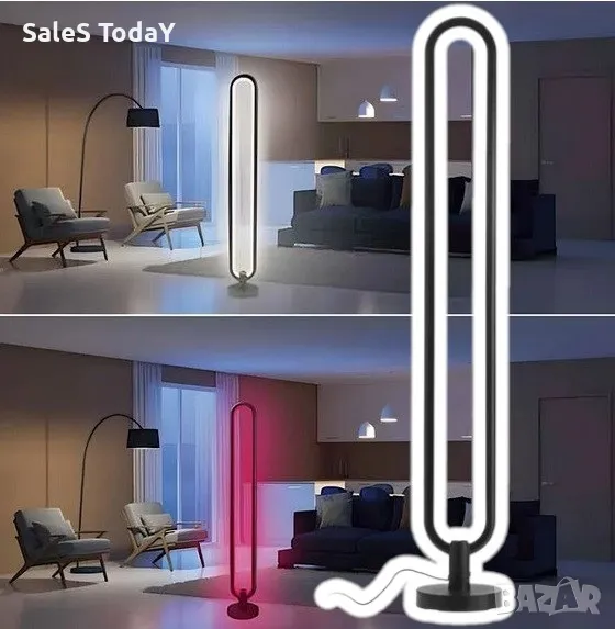 LED лампа и дистанционно, RGB & White, Парти, 13x104,5 см, снимка 1