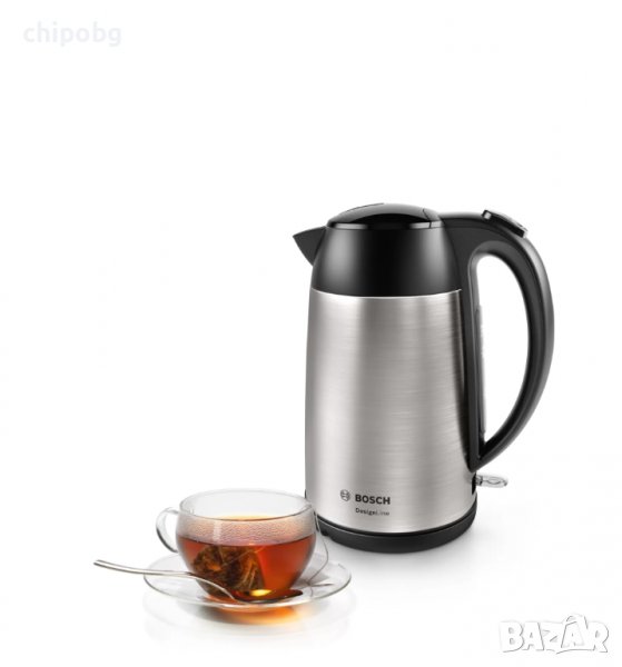 Електрическа кана, Bosch TWK3P420, Kettle, DesignLine, 2000-2400 W, 1.7 l, Stainless steel, снимка 1