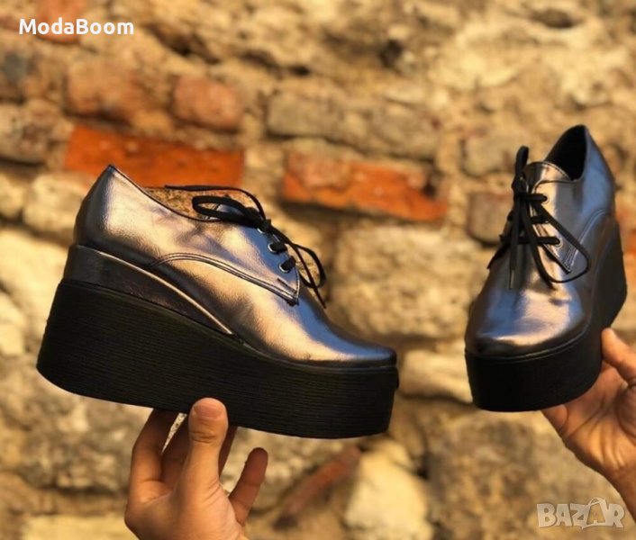 Кожени обувки на платформа , снимка 1