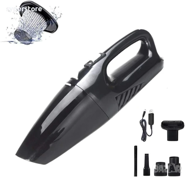 Прахосмукачка за кола и дома, USB, Digital One SP01093, 5 различни приставки, Car Vacuum Cleaner, снимка 1