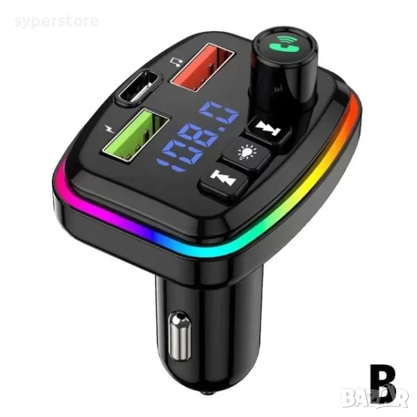 FM трансмитер Блутут Digital One SP00968 M14  Bluetooth v.5.0 + 2xUSB + Type C  3.1A, снимка 1