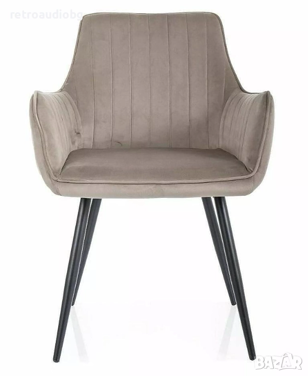   Трапезно кресло ЕПЪЛ ВЕЛВЕТ кадифе в бежов цвят, снимка 1