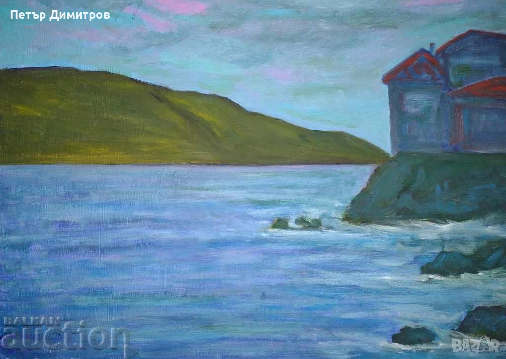 Картина Пайзаж Море масло върху фазер, снимка 1