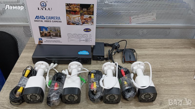 AHD Комплект 4 камери FULL HD 5МП + DVR за вътрешно / външно видео наблюдение нощно виждане, снимка 1