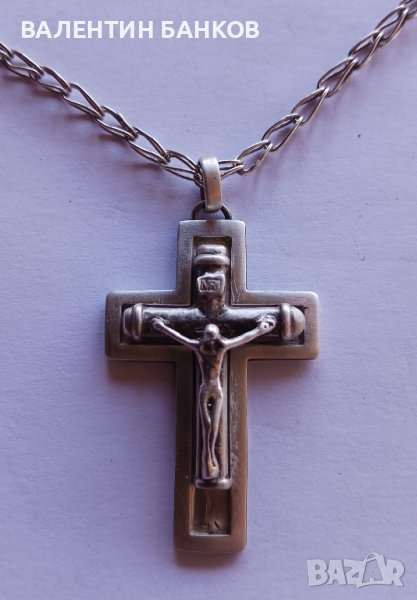 Масивен обемен сребърен кръст, снимка 1