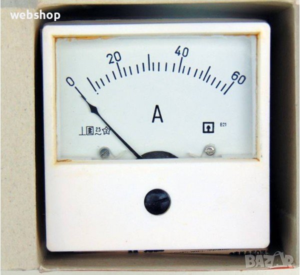 Български амперметър AC директен 40A 70x70mm, снимка 1