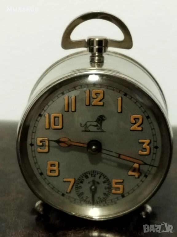 Стар механичен френски будилник, настолен часовник, снимка 1