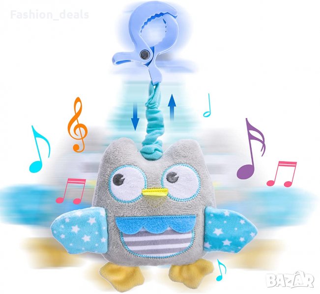 Нова детска музикална плюшена играчка Бухал за бебета малки деца 0+ месеца, снимка 1