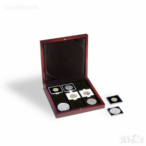 луксозна дървена кутия Volterra за 9 монети в капсули QUADRUM, снимка 1