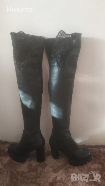 Чизми от естествена кожа с бродерия 37 номер, снимка 1