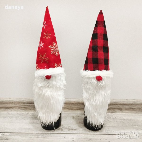4220 Коледна шапка за бутилка Гном, снимка 1