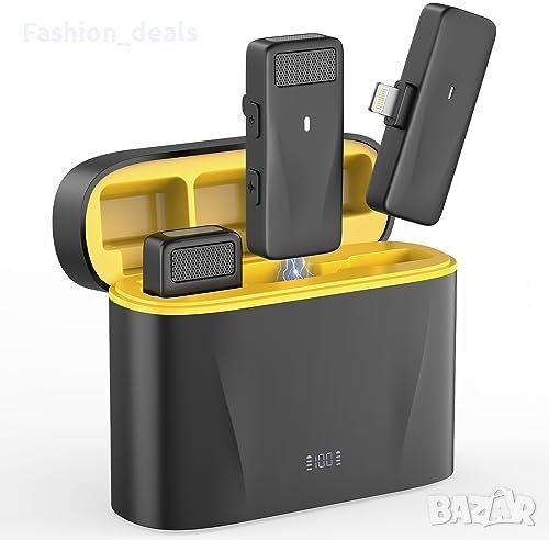 Нов Безжичен лаважен микрофон 2 броя за iPhone с отстраняване на шум, снимка 1