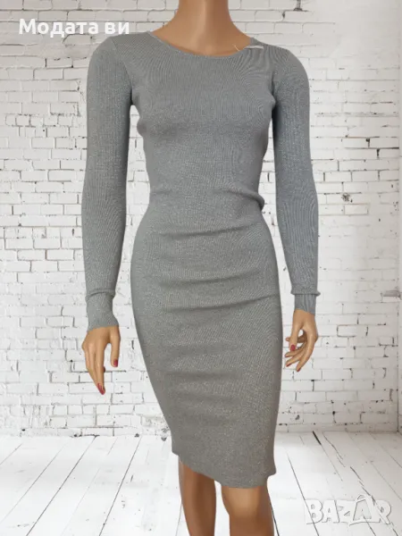 💕Изчистена сива рокля ламе до коляното, снимка 1